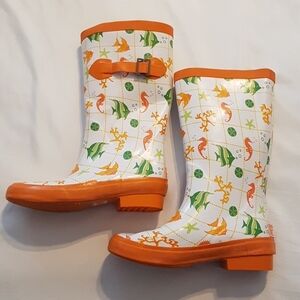 L.L. Bean Water boots Wellies fish design puddle rain boots